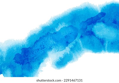 Light Blue Wave Artwork Watercolor Vector Pattern.