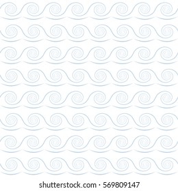 light blue waves on white background. vector seamless pattern