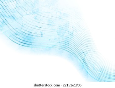 Hellblaue, wellige Linien abstrakter grunge Hintergrund. Retro-elegantes Vektordesign