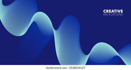 Light blue wavy lines on a dark blue background. A creative design.