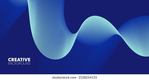 Líneas onduladas de color azul claro sobre un fondo azul oscuro. Un diseño creativo.