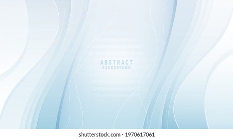 Light blue wavy vector template with lines. Graphic design template for banner, poster, business presentation, website. Creative geometric illustration in modern style with gradient