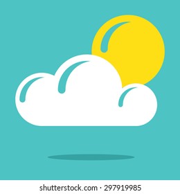 Light blue weather icon, sun behind the cloud