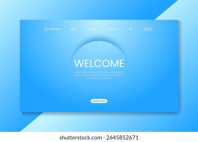 Light Blue Welcome Landing Page UI – Clean and Minimal Website Hero Section Template