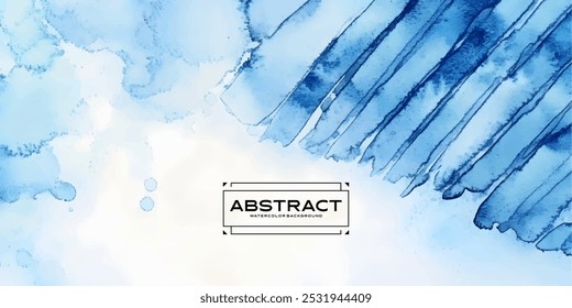 A light blue and white abstract watercolor background with diagonal blue brushstrokes and splashes.