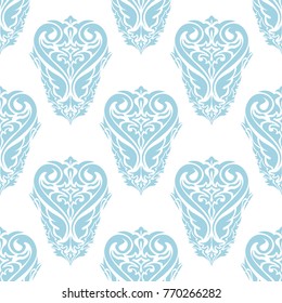 Light blue and white floral ornament. Seamless pattern for textile and wallpapers