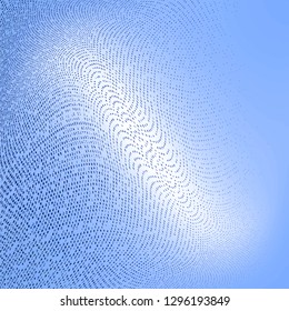 Light blue white half tone pattern. Soft dynamic lines. Abstract vector illustration with dots. Modern polka dots background. Halftone overlay backdrop 
