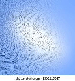 Light blue white half tone pattern. Soft dynamic lines. Abstract vector illustration with dots. Modern polka dots background. Halftone overlay backdrop 