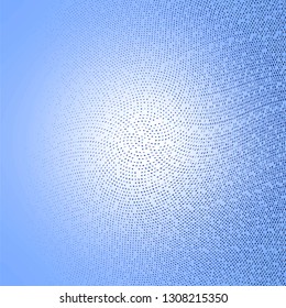 Light blue white half tone pattern. Soft dynamic lines. Abstract vector illustration with dots. Modern polka dots background. Halftone overlay backdrop 