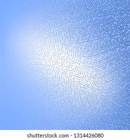 Light blue white half tone pattern. Soft dynamic lines. Abstract vector illustration with dots. Modern polka dots background. Halftone overlay template