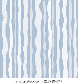 Light blue and white hand drawing pattern, shirt and pajamas texture design. Flat seamless background. Vertical wave wallpaper.