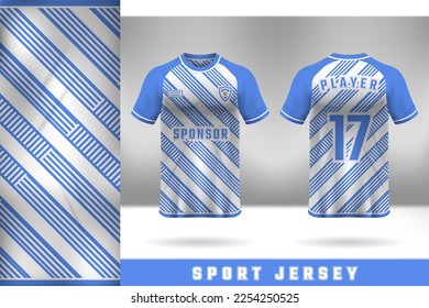Light blue and white jersey template design for sports uniforms
