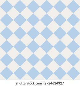 Hellblaues und weißes Rhombusmuster. Geometrischer Hintergrund. Dekor, Textilien, Textur, Kleidung. Banner, Broschüre, Poster, Karte. Vektorgrafik. 