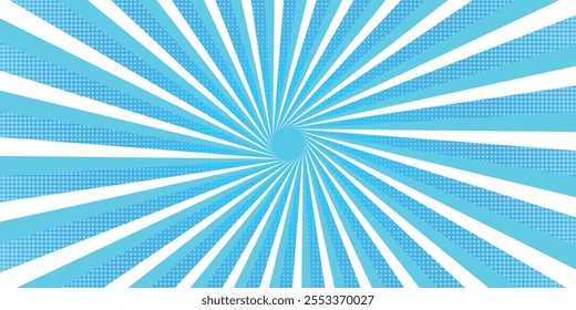 light blue and white sunburst background vector design. comic background with retro rays.sunburst pattern background.
