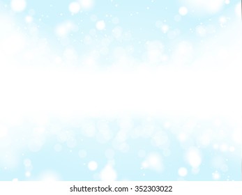 Light Blue Winter Background with a Snow Strip and an Empty Space for a Text Message