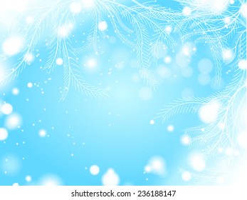 light blue winter background with snowflake border