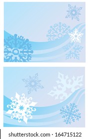 light blue winter vector background with curves and snowflakes
