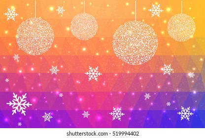 Light Blue Yellow christmas postcard low polygon background. Vector illustration consisting of triangles. Abstract triangular polygonal origami or crystal design of New Year celebration.