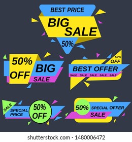 : light blue and yellow colored stickers on a dark blue background