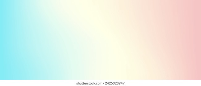 Light blue, yellow, pink tricolor gradient background vector illustration.