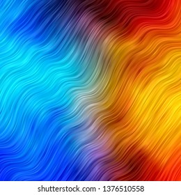 Light Blue, Yellow and red vector pattern with lines. Abstract gradient illustration with wry lines. Template for your UI design.