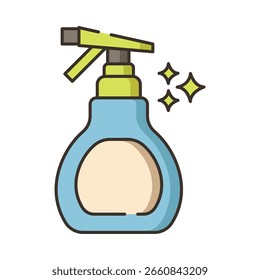 Hellblaue und gelbe Sprühflasche mit einfachem Design