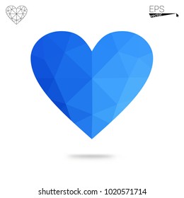 Light Blue, Yellow vector abstract glitter heart shape on white background in love concept for valentine's day with sweet and romantic moment. Polygonal design for your business.