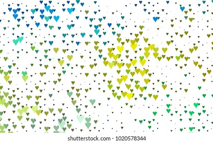 Light Blue, Yellow vector abstract lovely pattern with Hearts on white background. Happy Valentine's Day Greeting Card with small hearts. Stock template for your romantic ad, leaflet, banner.