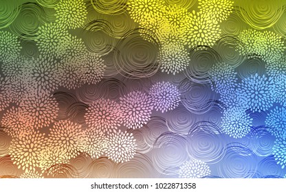 Light Blue, Yellow vector abstract doodle wallpaper. flowers on elegant natural pattern with gradient. Hand painted design for web, wrapping, wallpaper.