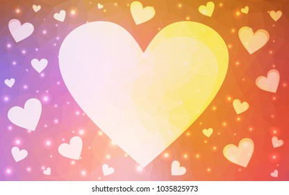 Light Blue, Yellow vector abstract Triangle Geometrical Heart on white polygonal background. Happy Valentine's Day Greeting Card. Stock template for your design.