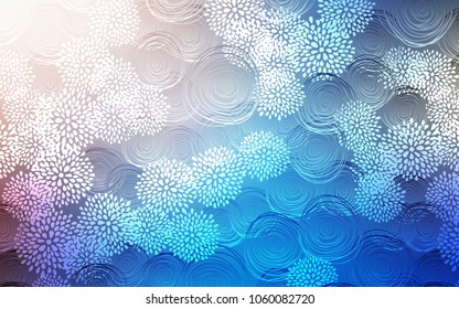 Light Blue, Yellow vector abstract doodle wallpaper. Blurred decorative design in Indian style with flowers. Hand painted design for web, leaflet, textile.