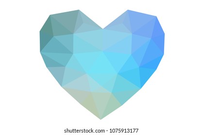 Light Blue, Yellow vector abstract glitter heart shape on white background in love concept for valentine's day with sweet and romantic moment. Polygonal design for your business.
