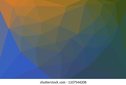 Light Blue, Yellow vector abstract mosaic pattern with a heart in a centre. Abstract illustration with an elegant triangles. Completely new template for your banner.