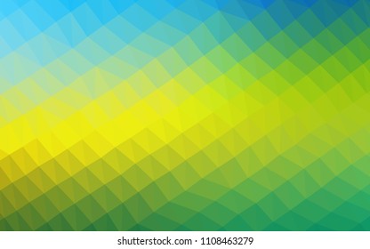 Light Blue, Yellow vector abstract mosaic pattern. Creative illustration in halftone style with gradient. The best triangular design for your business.