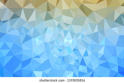 Light Blue, Yellow vector abstract mosaic background. Shining polygonal illustration, which consist of triangles. A completely new design for your leaflet.