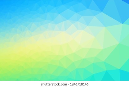 Light Blue, Yellow vector abstract mosaic backdrop. Geometric illustration in Origami style with gradient.  Brand new style for your business design.