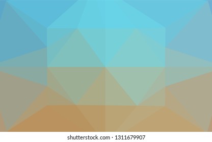 Light Blue, Yellow vector abstract mosaic background. Geometric illustration in Origami style with gradient.  The best triangular design for your business.