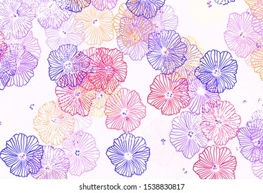 Light Blue, Yellow vector abstract design with leaves. Colorful illustration with flowers in doodle style. Colorful pattern for kid's books.