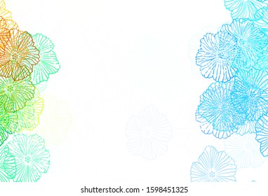Light Blue, Yellow vector abstract backdrop with leaves. Illustration with colorful abstract doodle flowers. Pattern for heads of websites, designs.