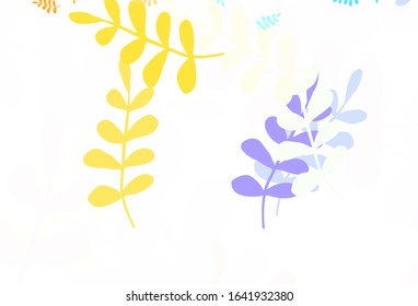 Light Blue, Yellow vector abstract pattern with leaves. Brand new colored illustration in blurry style with leaves. New template for your design.