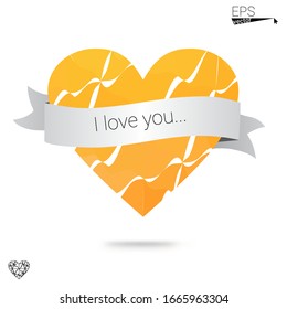 Azul claro, vector amarillo forma abstracta del corazón sobre fondo blanco en concepto de amor para el día de San Valentín con momento dulce y romántico. Diseño polígonal para su negocio.
