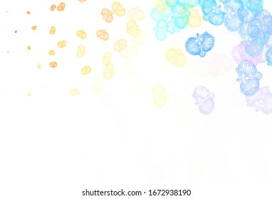 Diseño abstracto de vector amarillo claro con flores. Flores de doodle de fondo blanco. Nuevo estilo para el diseño de su empresa.