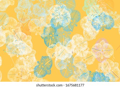 Light Blue, Yellow vector abstract pattern with flowers. Colorful illustration in doodle style with flowers. Template for backgrounds of cell phones.