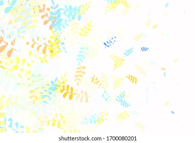 Light Blue, Yellow vector abstract design with leaves. New colorful illustration in doodle style with leaves. New template for your brand book.
