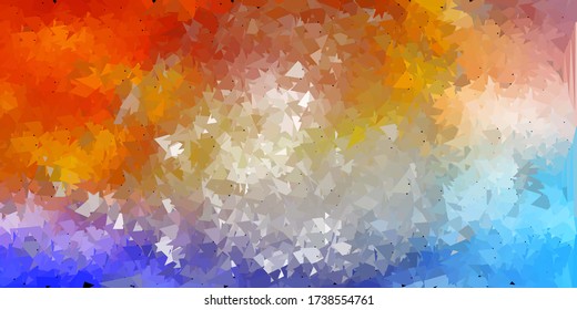 Fondo de triángulo abstracto vectorial azul claro y amarillo. Ilustración en vidrio roto con triángulos. Patrón inteligente para sitios web.