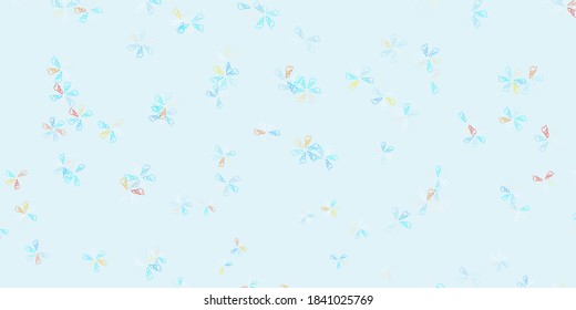 Light blue, yellow vector abstract layout with leaves. Shining colored illustration with leaves in doodle style. Pattern for women day promotion.