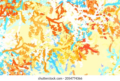 Light Blue, Yellow vector abstract background with leaves, branches. Decorative design in Indian style on white background. New template for your design.