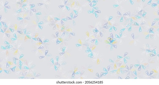 Hellblaues, gelbes, abstraktes Vektorlayout mit Blättern. Doodle Illustration der Blätter im Origami-Stil mit Farbverlauf. Muster für Frauentag-Beförderung.