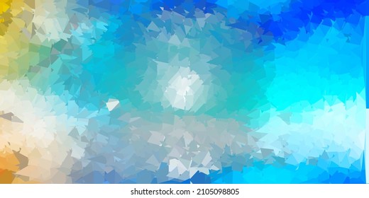 Light blue, yellow vector abstract triangle pattern. Illustration in broken glass style with triangles. Your business gesign.