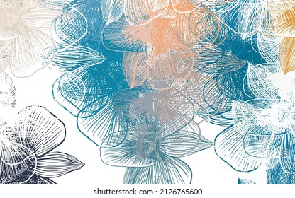 Light Blue, Yellow vector abstract backdrop with flowers. Abstract illustration with flowers in doodles style. Brand new design for your business.